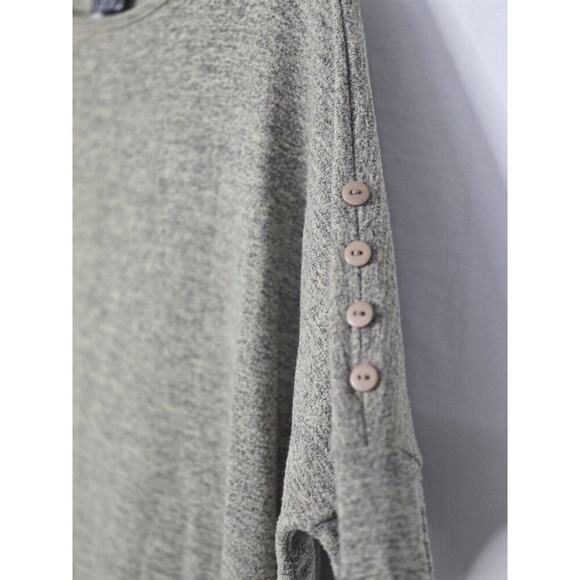 Clara Sun Woo Boxy Dolman Button Sleeve Lagenlook Tunic Small Heathered Taupe - Picture 3 of 7